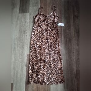 sofia by sofia vergara Leopard-Print Satin Maxi Slip Dress - Brown/Tan